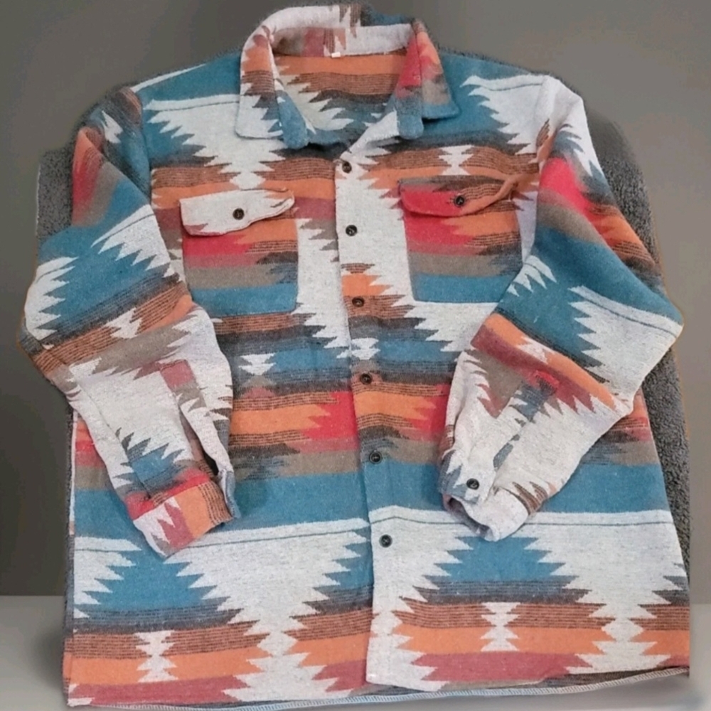 She+Sky Large Aztec Shacket Button Up Jacket